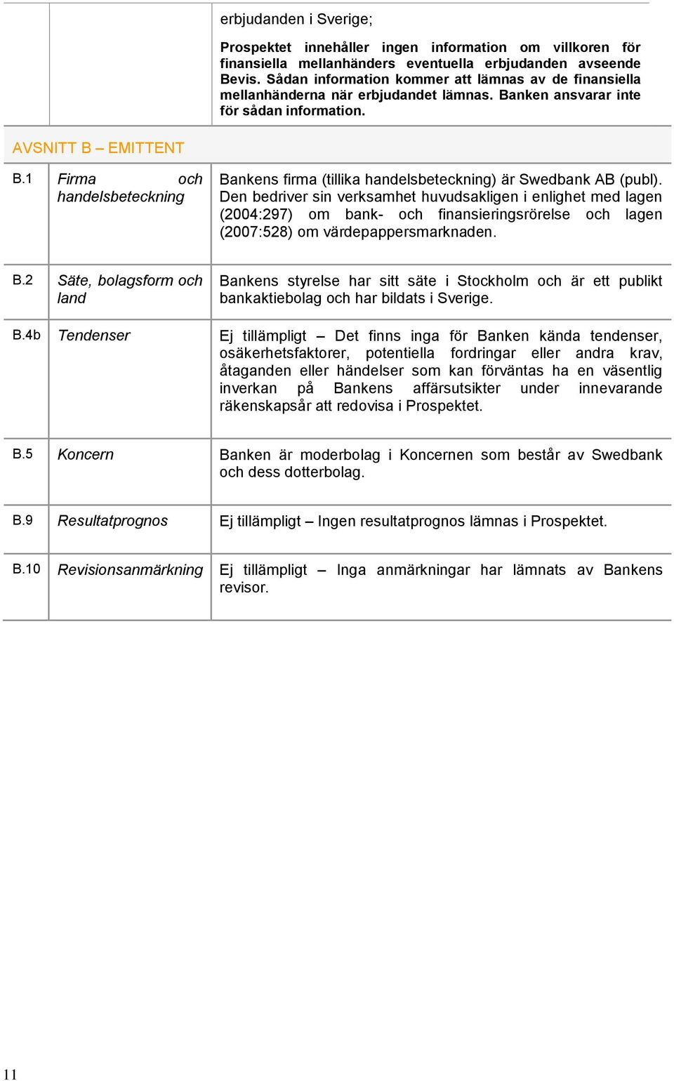 1 Firma och handelsbeteckning Bankens firma (tillika handelsbeteckning) är Swedbank AB (publ).