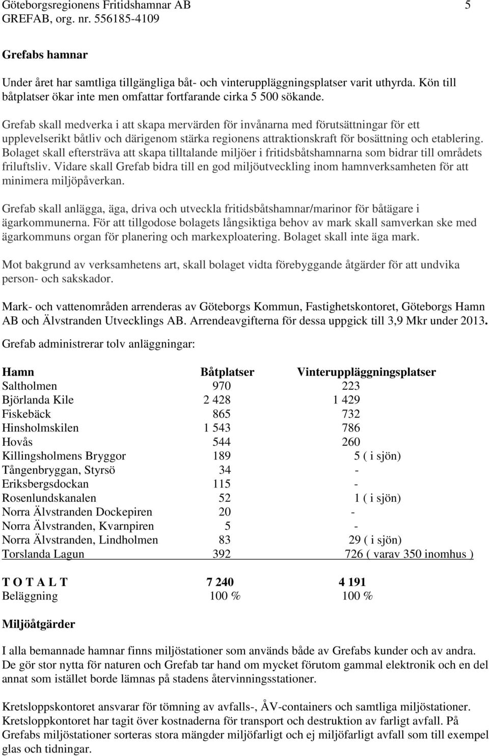 Grefab skall medverka i att skapa mervärden för invånarna med förutsättningar för ett upplevelserikt båtliv och därigenom stärka regionens attraktionskraft för bosättning och etablering.