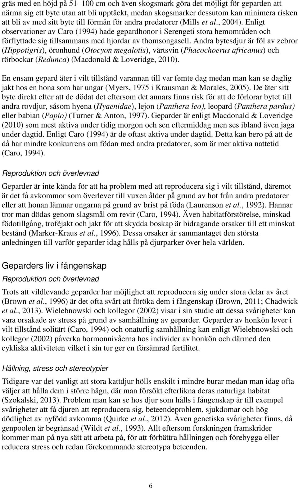 Andra bytesdjur är föl av zebror (Hippotigris), öronhund (Otocyon megalotis), vårtsvin (Phacochoerus africanus) och rörbockar (Redunca) (Macdonald & Loveridge, 2010).
