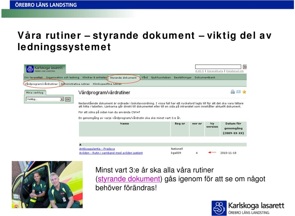 alla våra rutiner (styrande dokument) gås