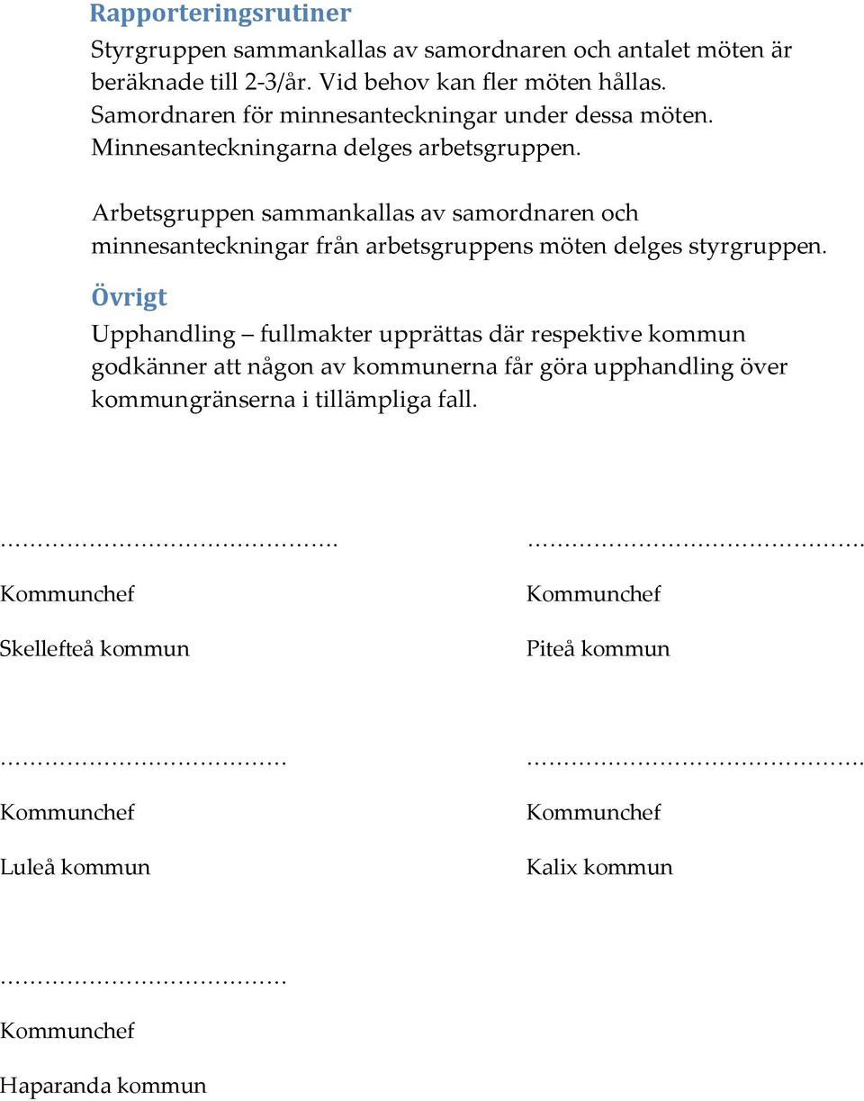 Arbetsgruppen sammankallas av samordnaren och minnesanteckningar från arbetsgruppens möten delges styrgruppen.