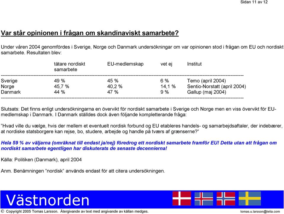 Resultaten blev: tätare nordiskt EU-medlemskap vet ej Institut samarbete