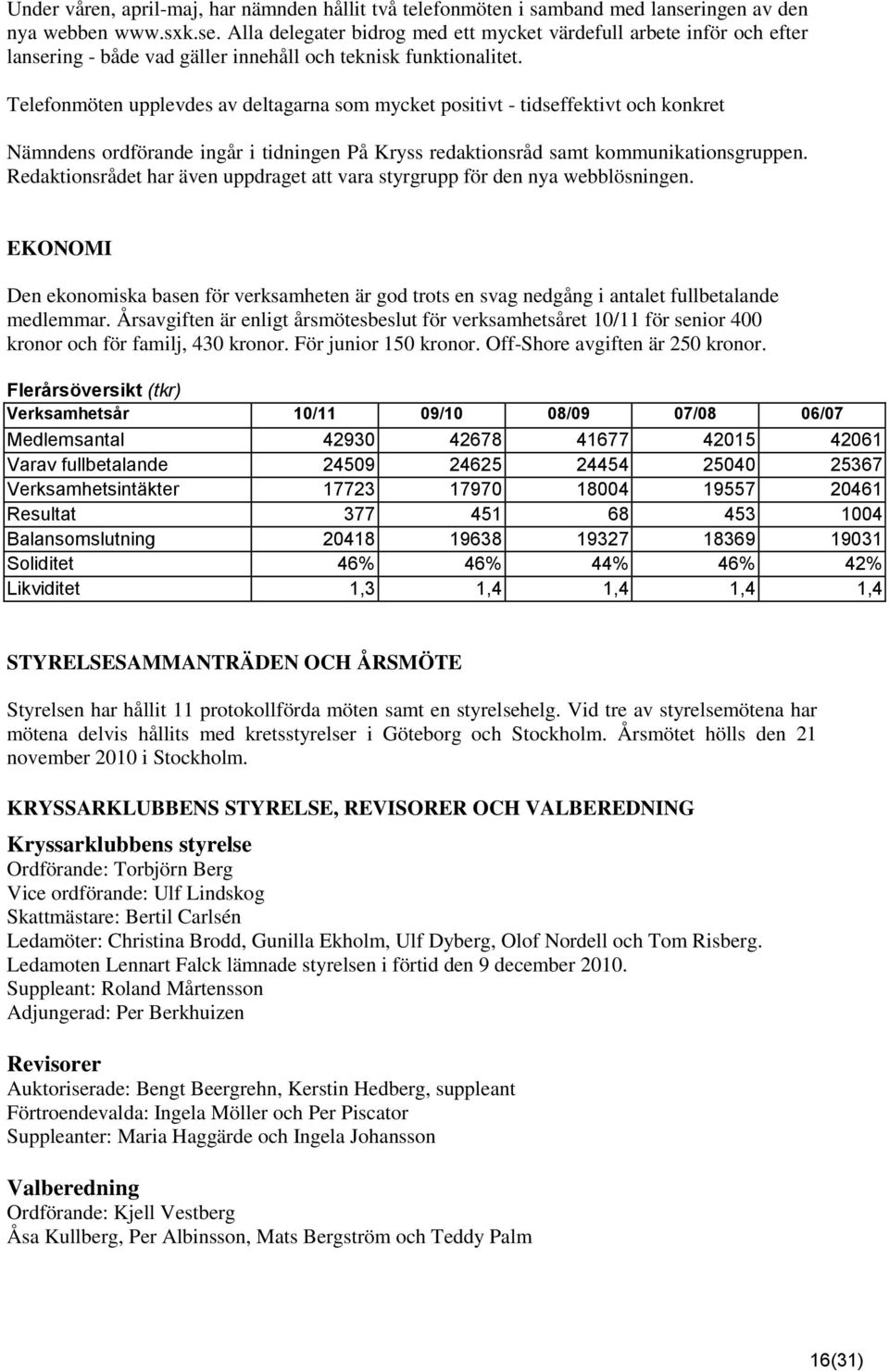 Telefonmöten upplevdes av deltagarna som mycket positivt - tidseffektivt och konkret Nämndens ordförande ingår i tidningen På Kryss redaktionsråd samt kommunikationsgruppen.