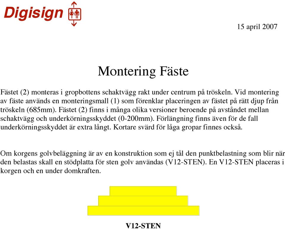 Fästet (2) finns i många olika versioner beroende på avståndet mellan schaktvägg och underkörningsskyddet (0-200mm).