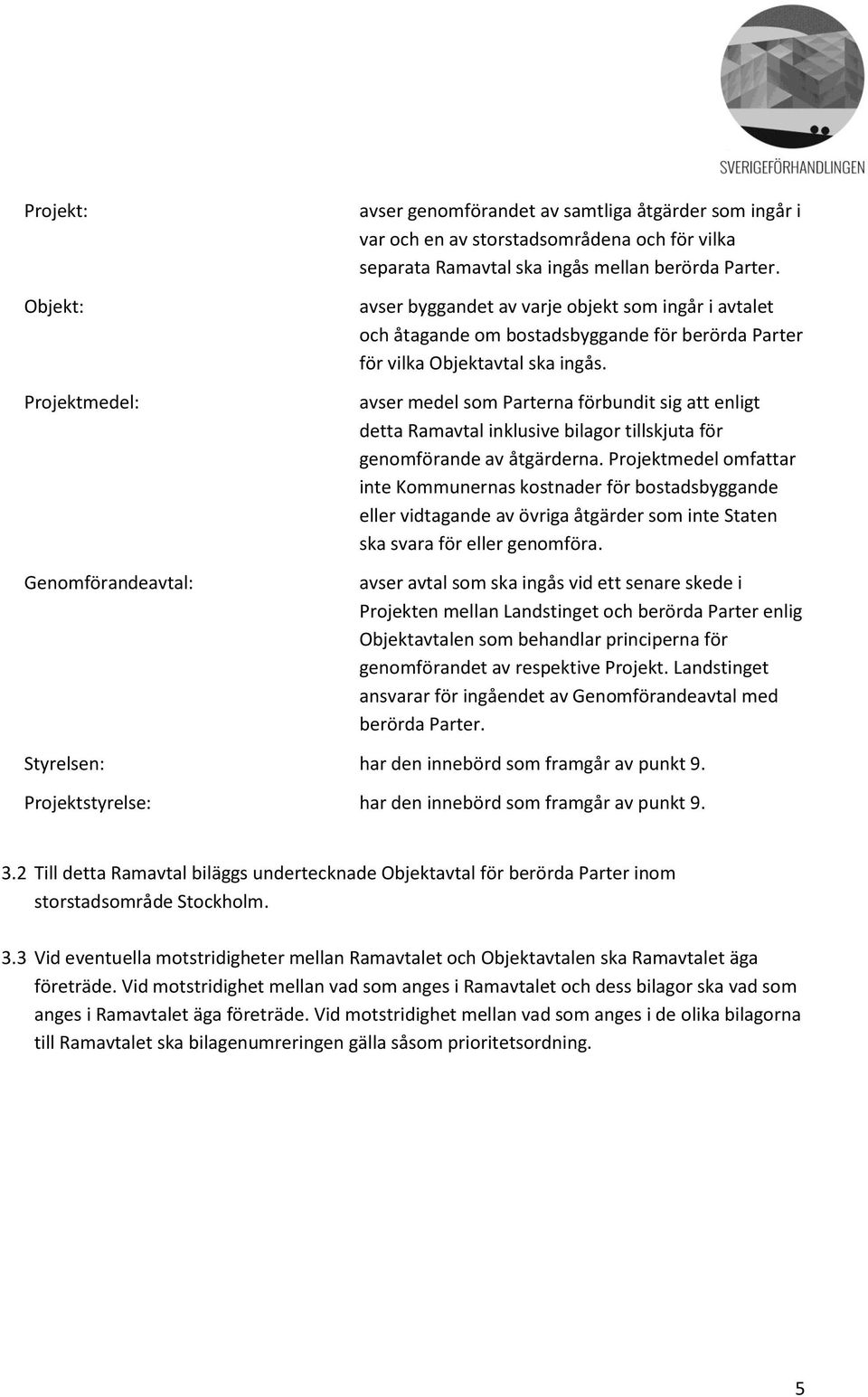 avser medel som Parterna förbundit sig att enligt detta Ramavtal inklusive bilagor tillskjuta för genomförande av åtgärderna.