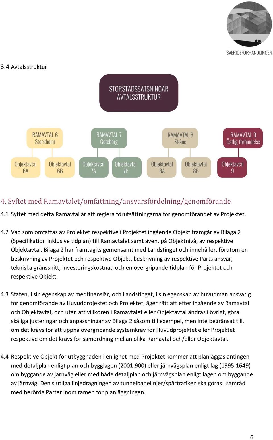 1 Syftet med detta Ramavtal är att reglera förutsättningarna för genomförandet av Projektet. 4.