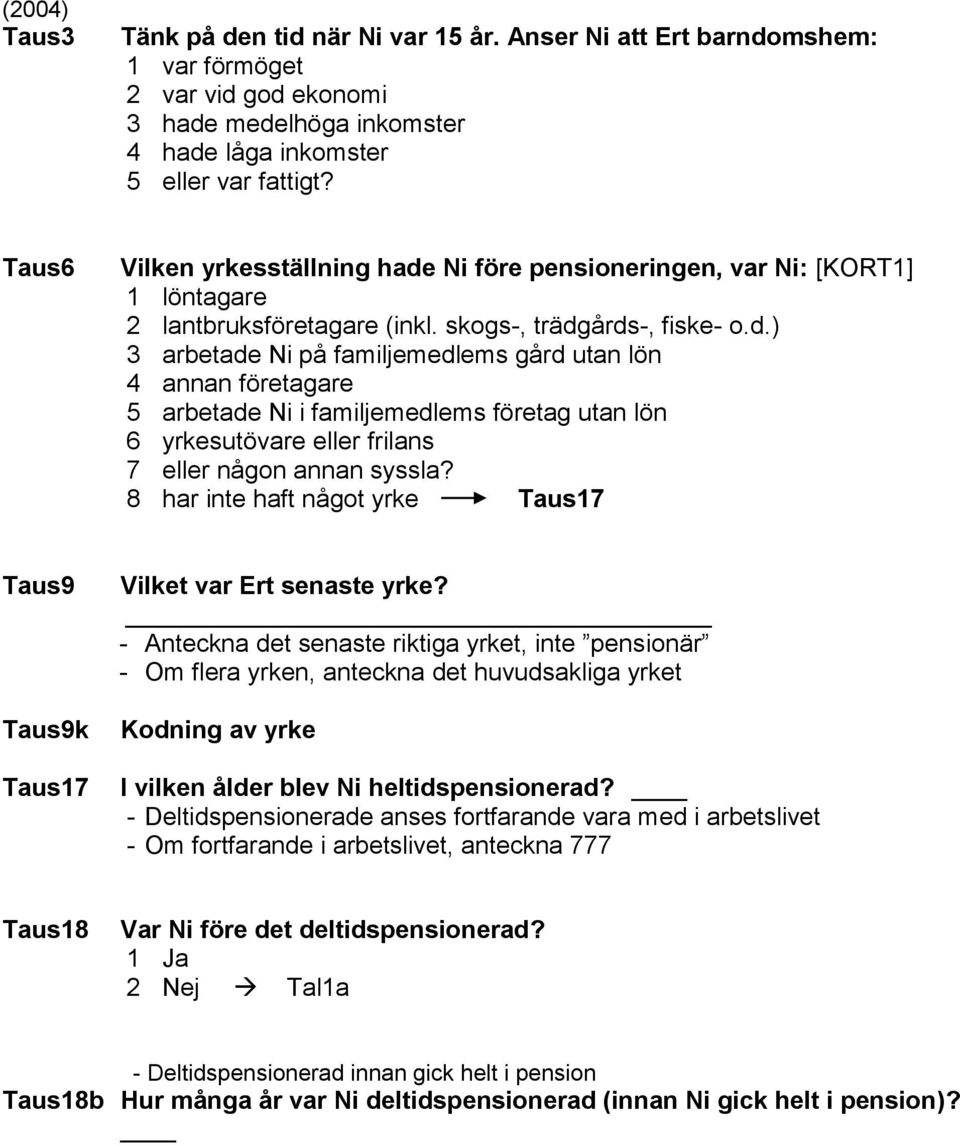 Ni före pensioneringen, var Ni: [KORT1] 1 löntagare 2 lantbruksföretagare (inkl. skogs-, trädg