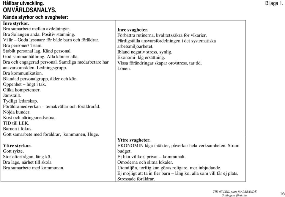 Samtliga medarbetare har ansvarsområden. Ledningsgrupp. Bra kommunikation. Blandad personalgrupp, ålder och kön. Öppenhet högt i tak. Olika kompetenser. Jämställt. Tydligt ledarskap.
