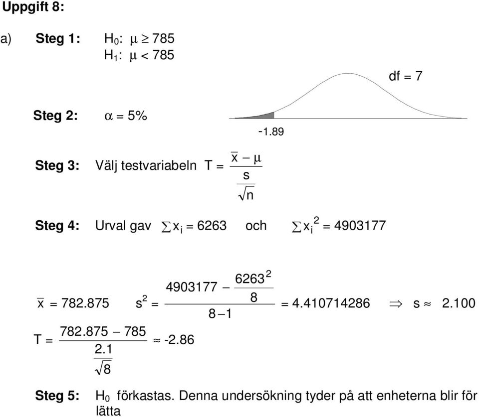 89 Steg 4: Urval gav x i 66 och x i 49077 66 49077 x 78.