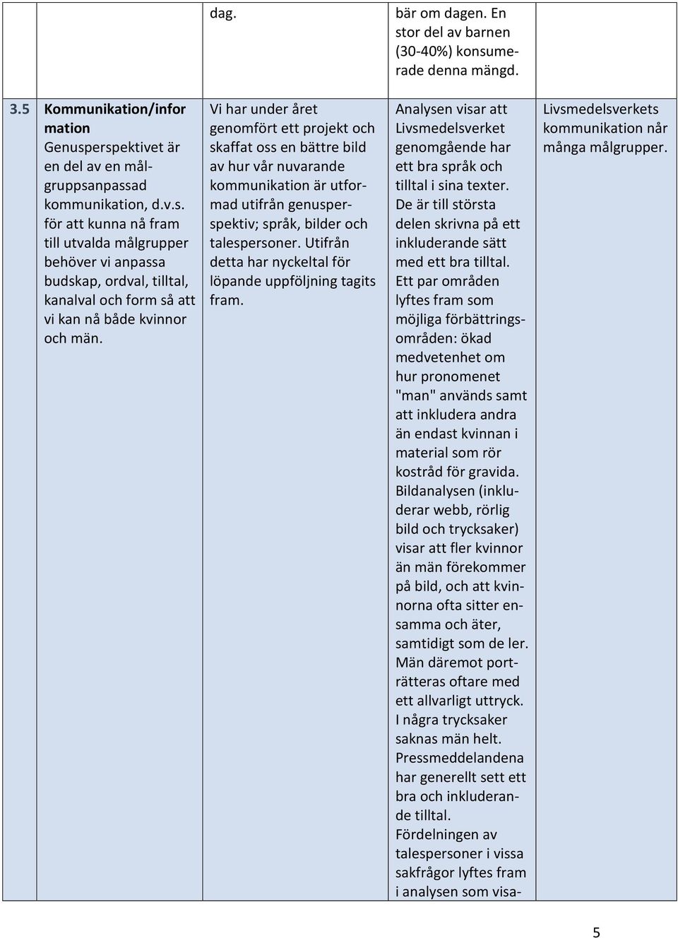 Utifrån detta har nyckeltal för löpande uppföljning tagits fram. Analysen visar att genomgående har ett bra språk och tilltal i sina texter.