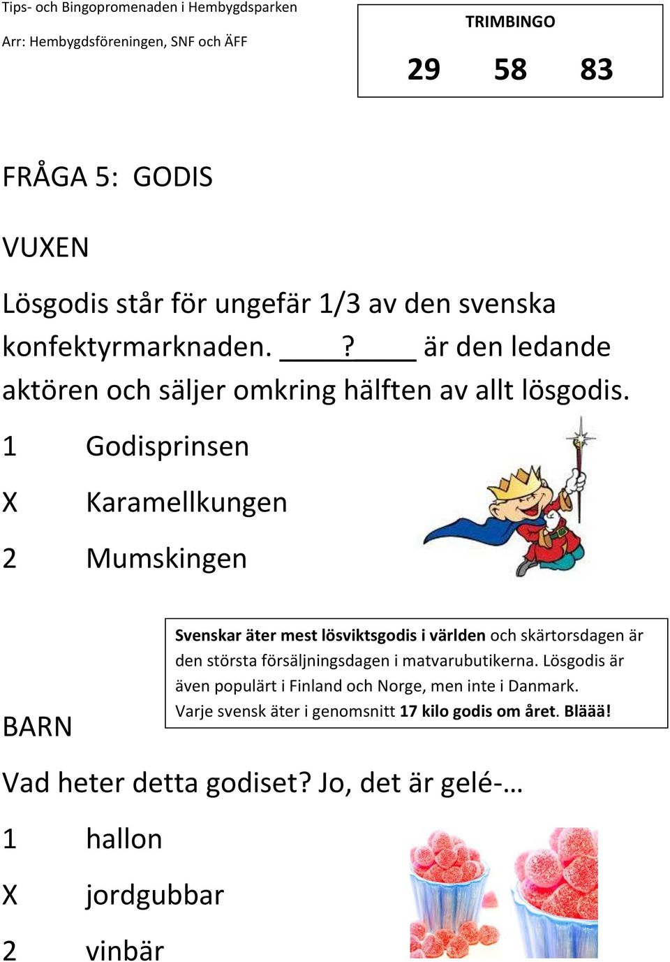 1 Godisprinsen Karamellkungen 2 Mumskingen Svenskar äter mest lösviktsgodis i världen och skärtorsdagen är den största