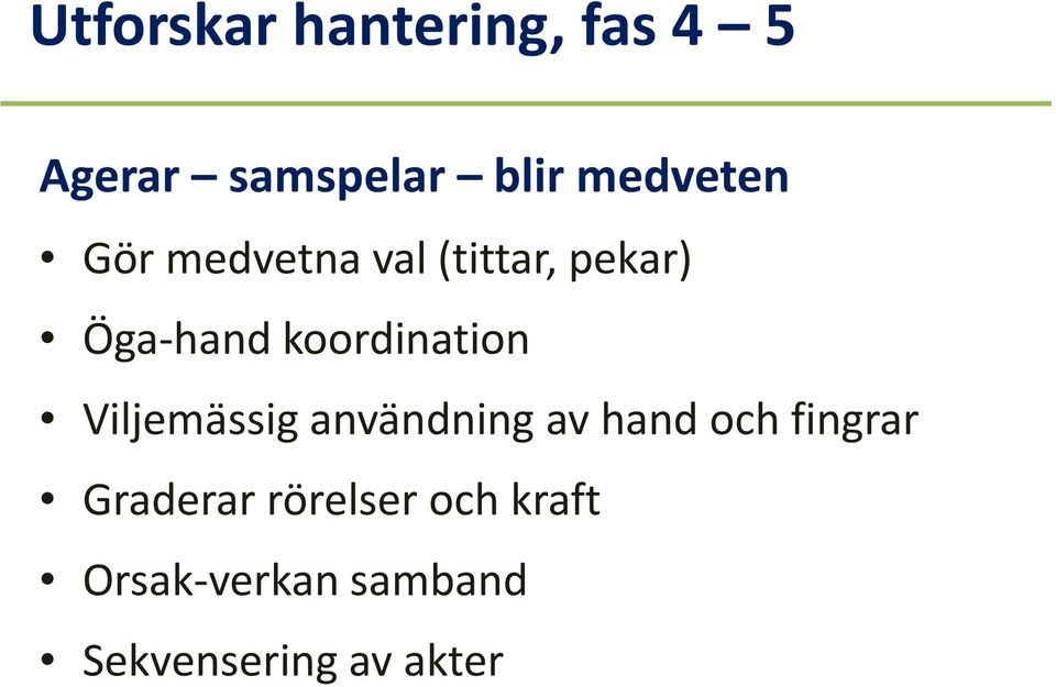 Öga-handkoordination Viljemässig användning av hand och