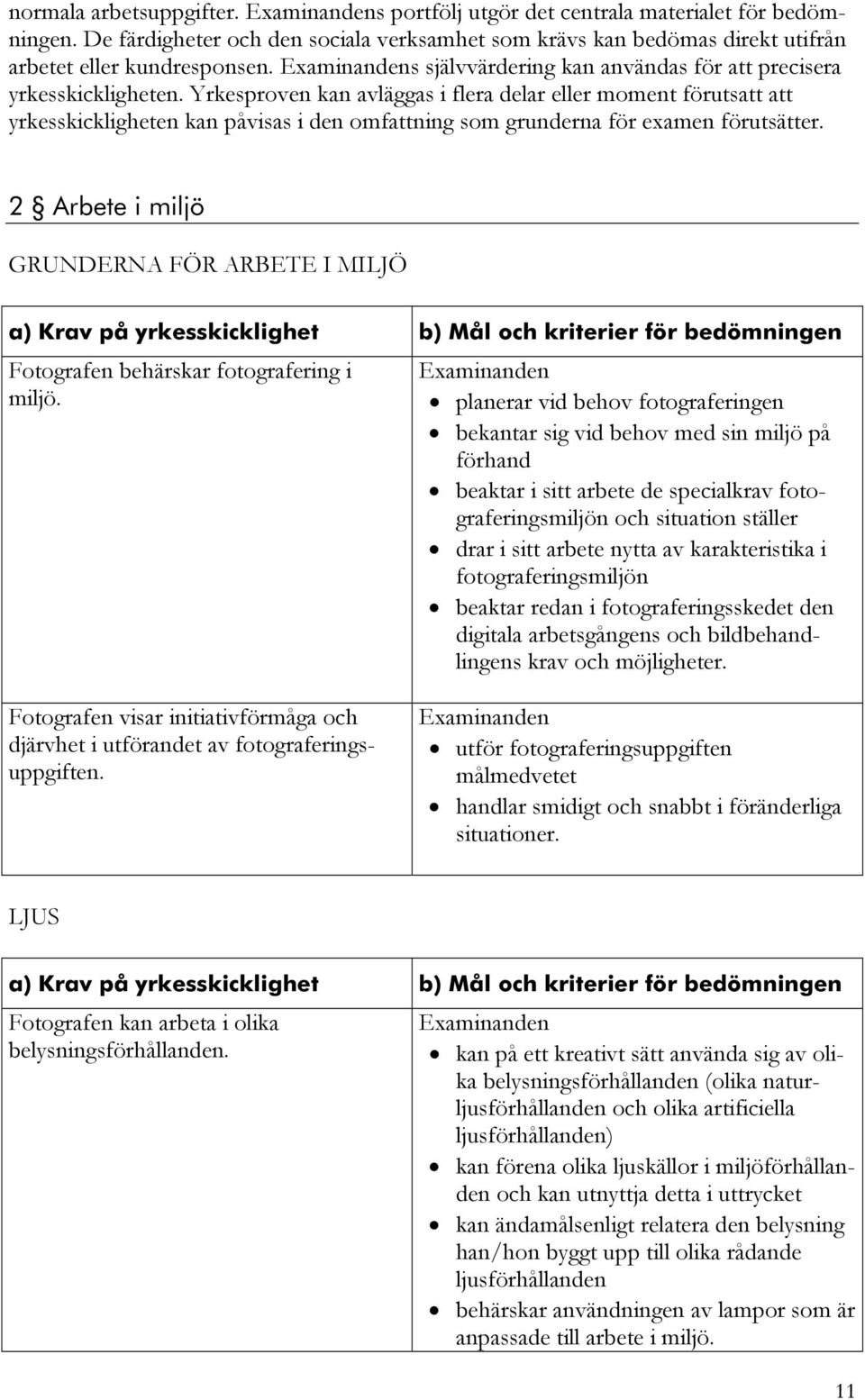 Yrkesproven kan avläggas i flera delar eller moment förutsatt att yrkesskickligheten kan påvisas i den omfattning som grunderna för examen förutsätter.