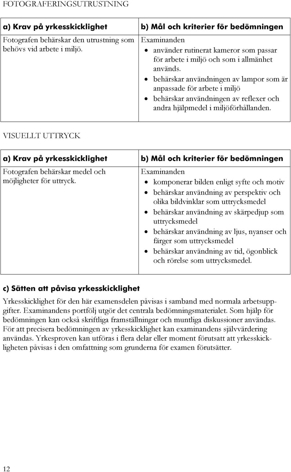 VISUELLT UTTRYCK Fotografen behärskar medel och möjligheter för uttryck.