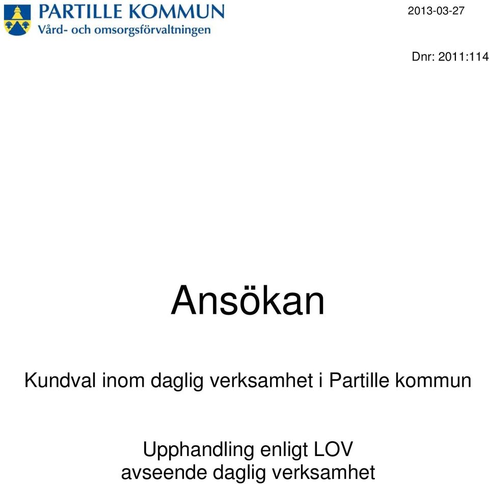 Partille kommun Upphandling