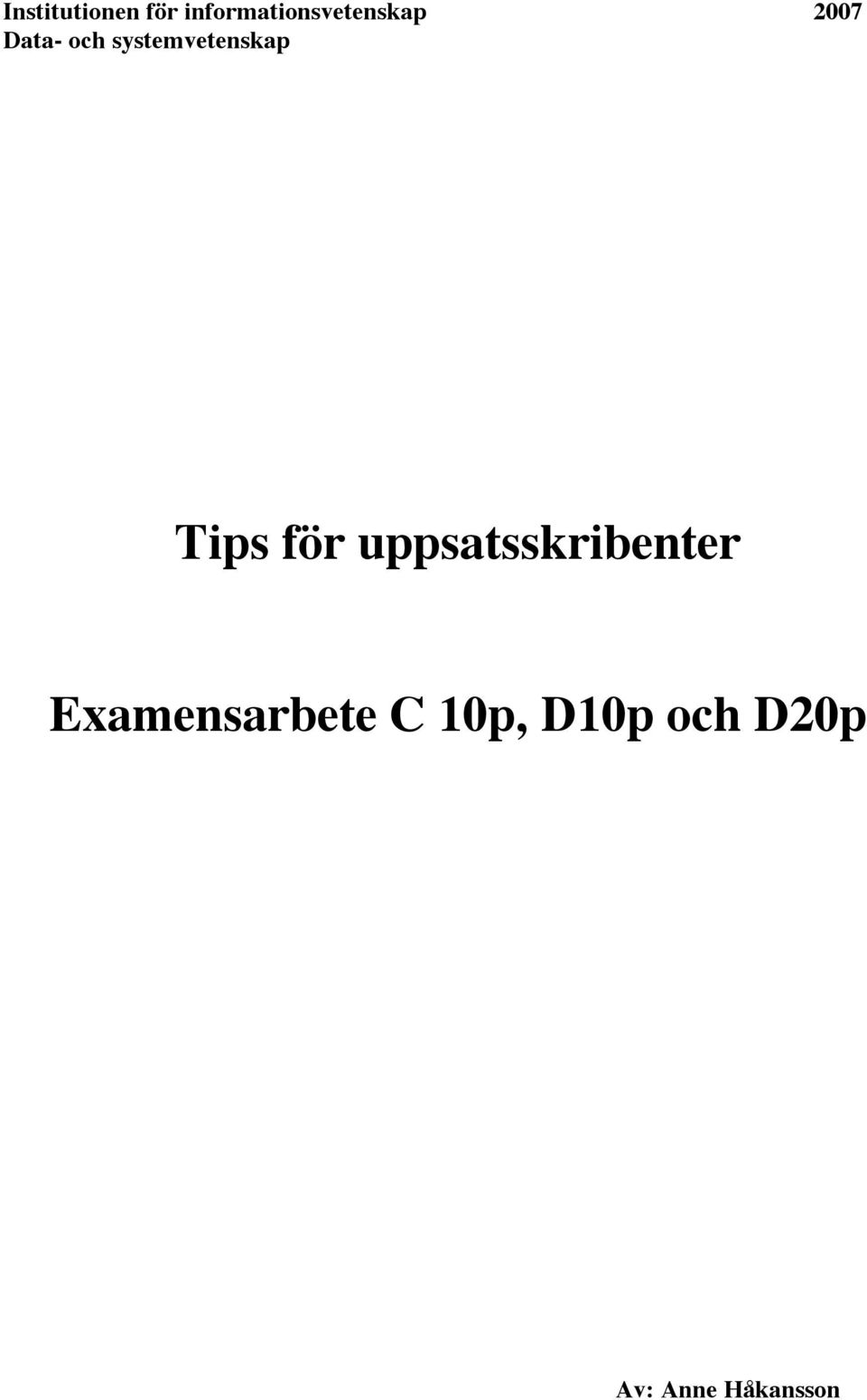 systemvetenskap Tips för