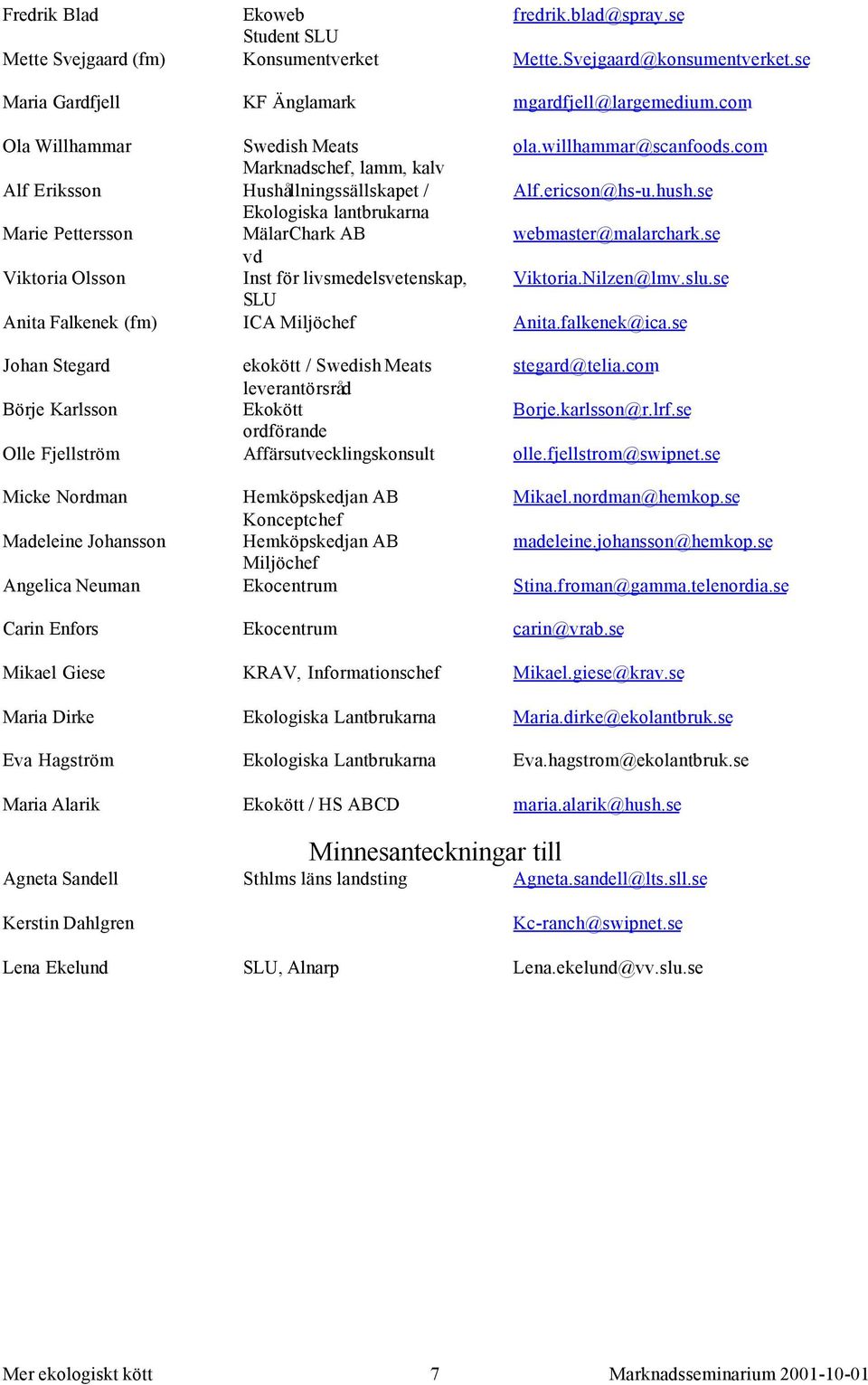 se Ekologiska lantbrukarna Marie Pettersson MälarChark AB webmaster@malarchark.se vd Viktoria Olsson Inst för livsmedelsvetenskap, Viktoria.Nilzen@lmv.slu.