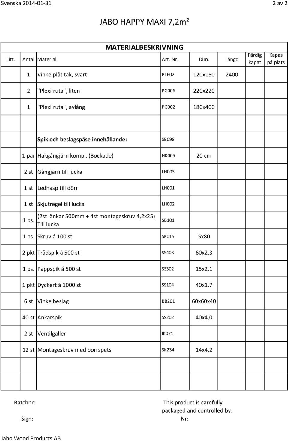 Hakgångjärn kompl. (Bockade) HK005 20 cm 2 st Gångjärn till lucka LH003 1 st Ledhasp till dörr LH001 1 st Skjutregel till lucka LH002 1 ps.