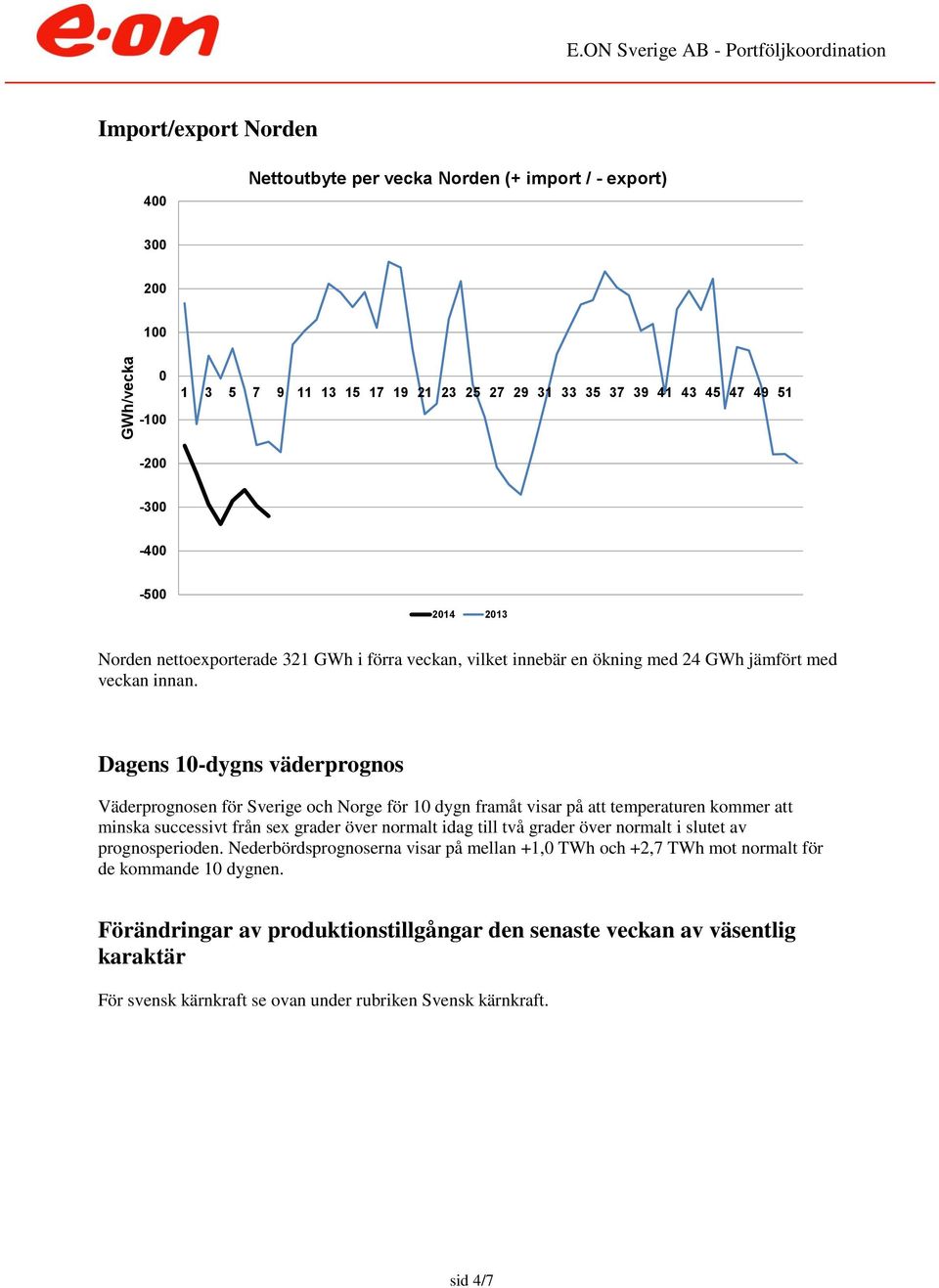 Dagens 1-dygns väderprognos Väderprognosen för Sverige och Norge för 1 dygn framåt visar på att temperaturen kommer att minska successivt från sex grader över normalt idag till två grader