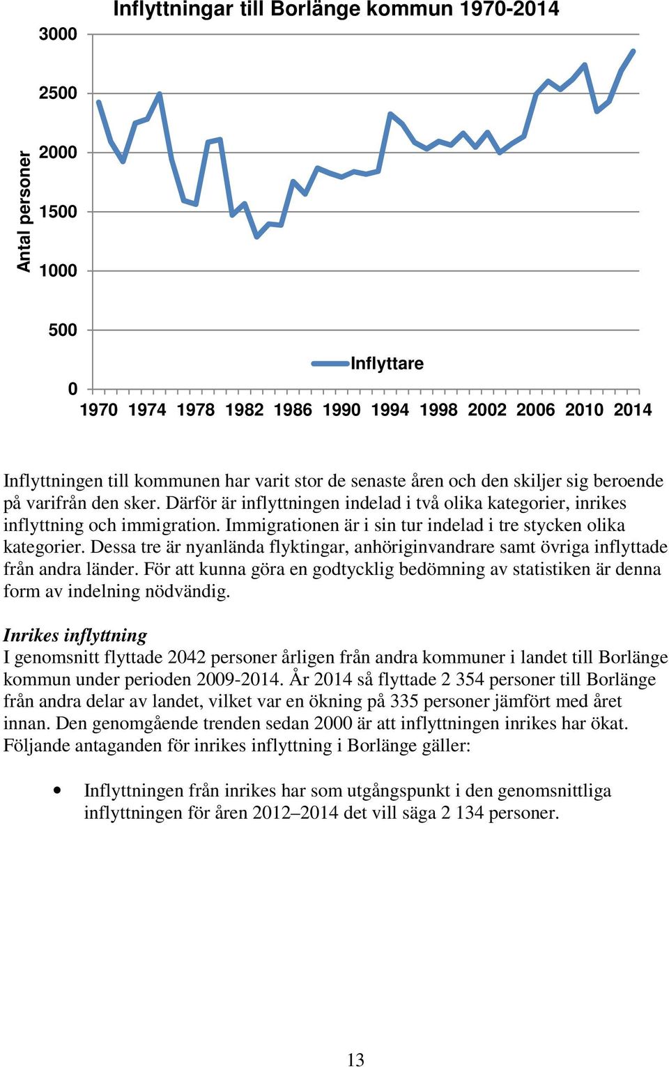 Immigrationen är i sin tur indelad i tre stycken olika kategorier. Dessa tre är nyanlända flyktingar, anhöriginvandrare samt övriga inflyttade från andra länder.