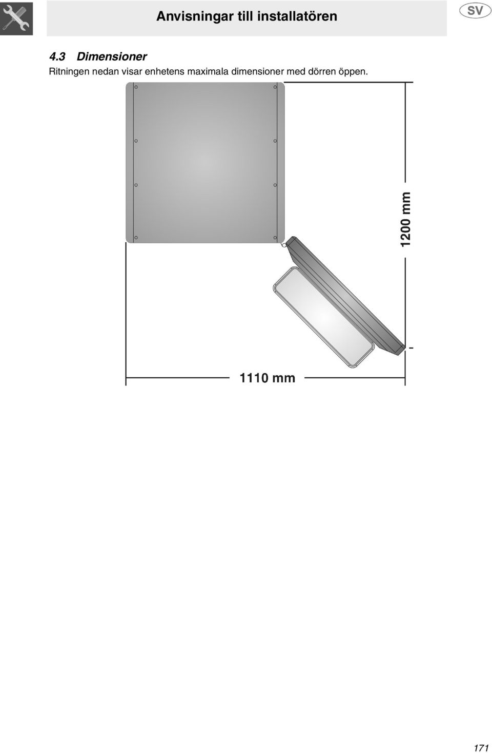 3 Dimensioner Ritningen nedan