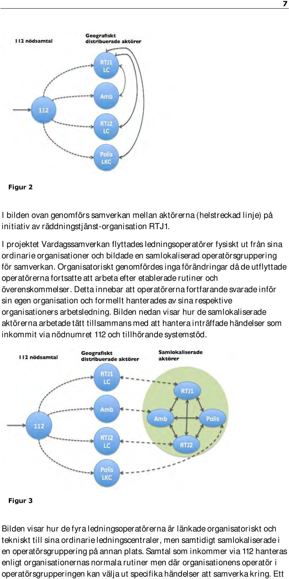 Organisatoriskt genomfördes inga förändringar då de utflyttade operatörerna fortsatte att arbeta efter etablerade rutiner och överenskommelser.