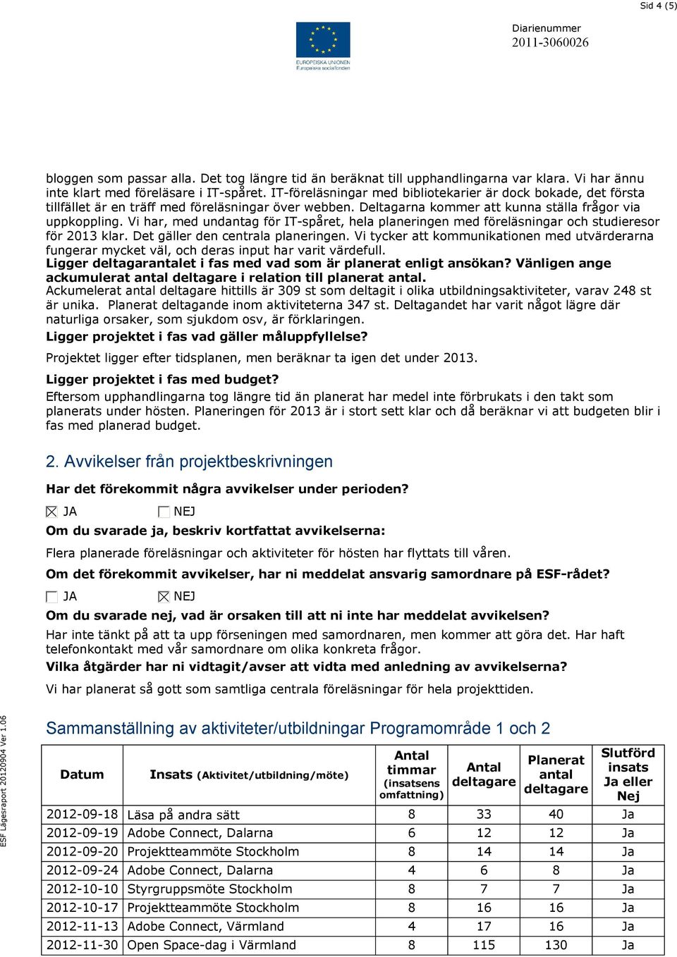 Vi har, med undantag för IT-spåret, hela planeringen med föreläsningar och studieresor för 2013 klar. Det gäller den centrala planeringen.