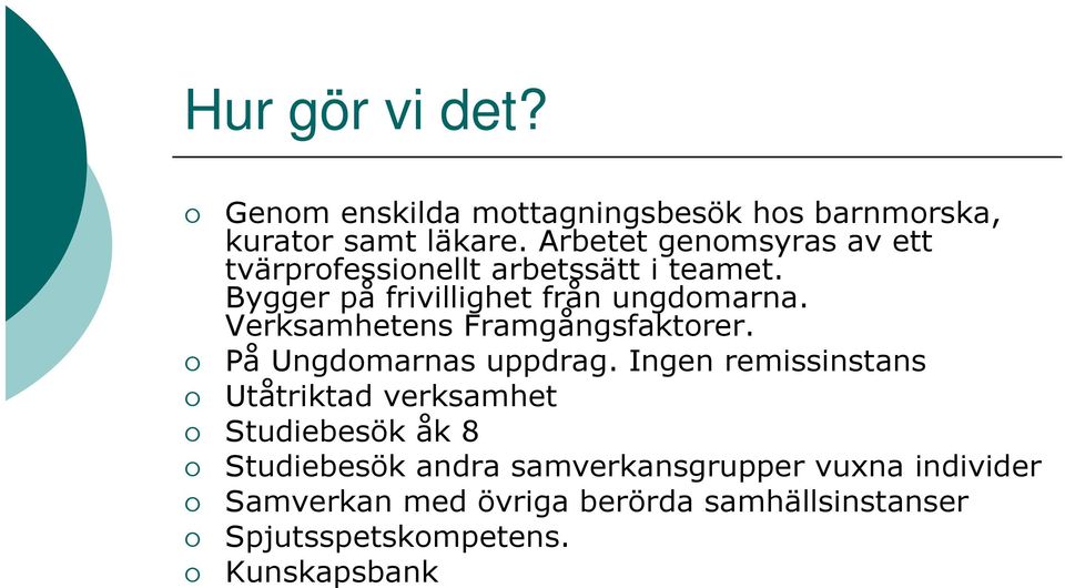 Verksamhetens Framgångsfaktorer. På Ungdomarnas uppdrag.