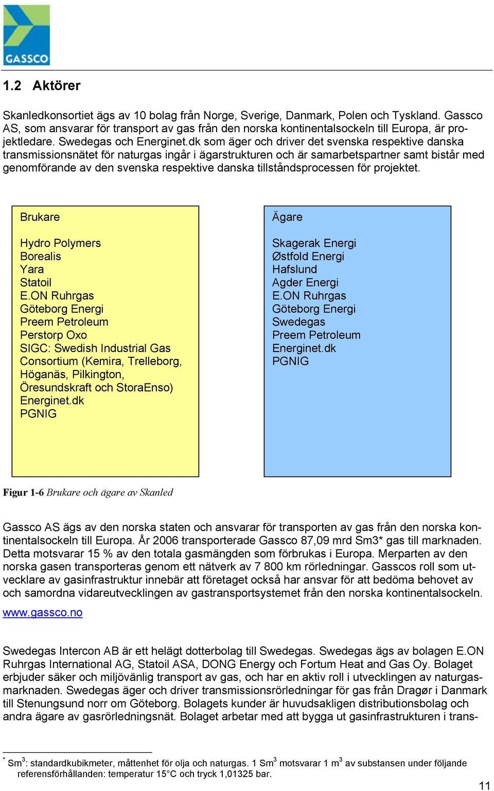dk som äger och driver det svenska respektive danska transmissionsnätet för naturgas ingår i ägarstrukturen och är samarbetspartner samt bistår med genomförande av den svenska respektive danska