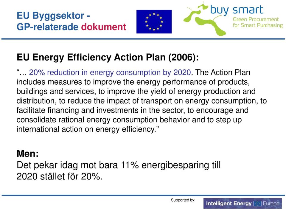 distribution, to reduce the impact of transport on energy consumption, to facilitate financing and investments in the sector, to encourage and