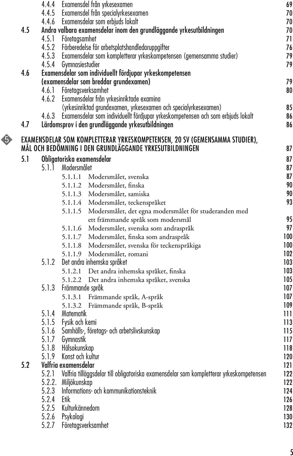 6 Examensdelar som individuellt fördjupar yrkeskompetensen (examensdelar som breddar grundexamen) 79 4.6.1 Företagsverksamhet 80 4.6.2 Examensdelar från yrkesinriktade examina (yrkesinriktad grundexamen, yrkesexamen och specialyrkesexamen) 85 4.