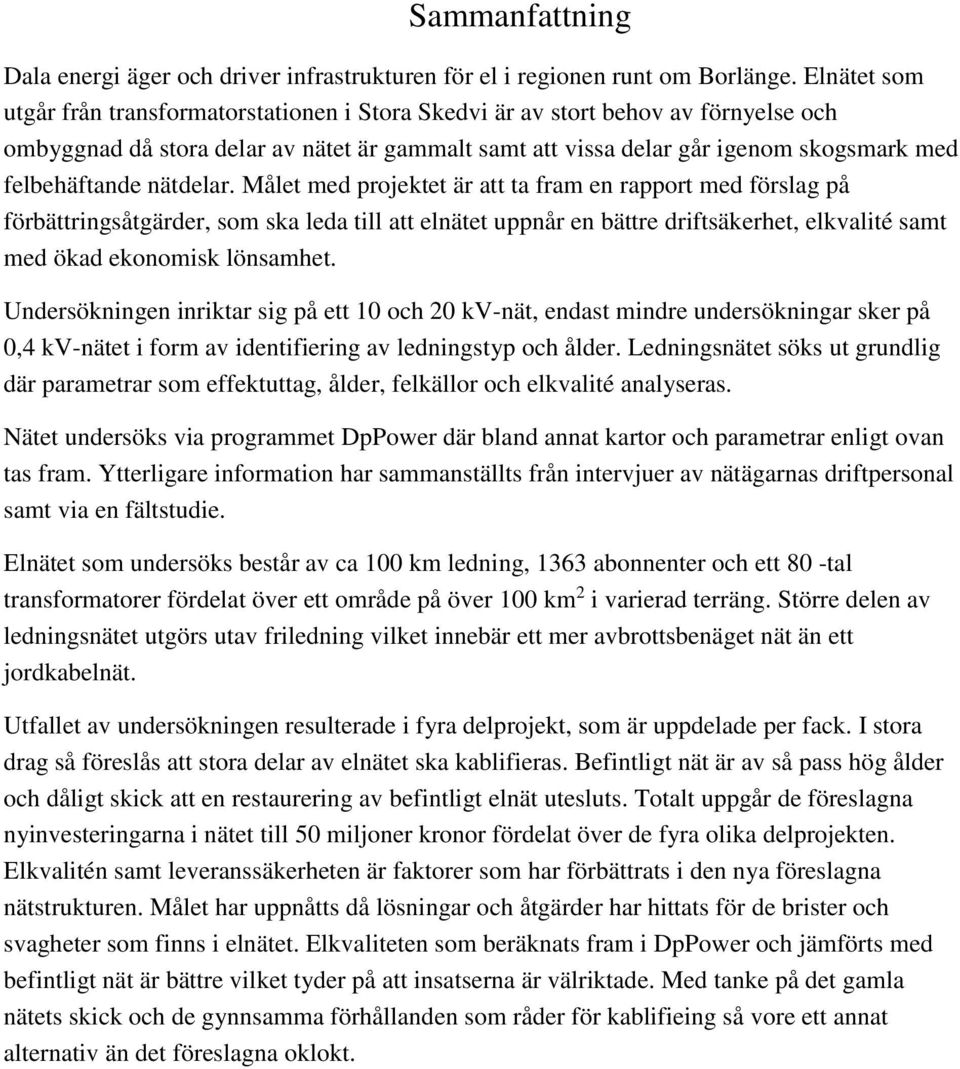 felbehäftande nätdelar.