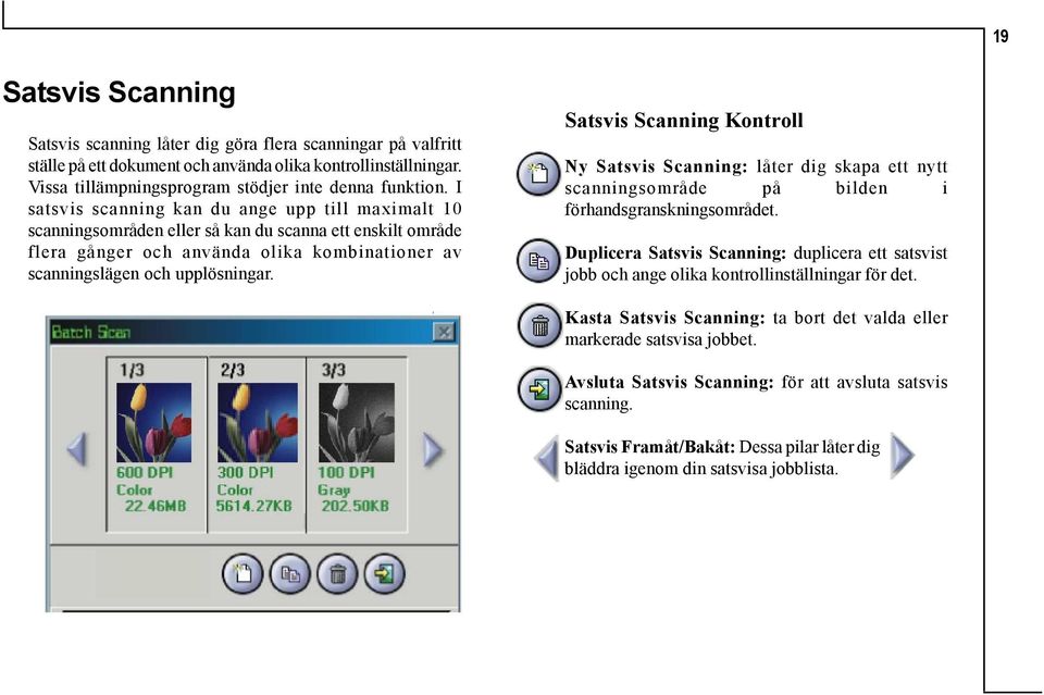 Satsvis Scanning Kontroll Ny Satsvis Scanning: låter dig skapa ett nytt scanningsområde på bilden i förhandsgranskningsområdet.