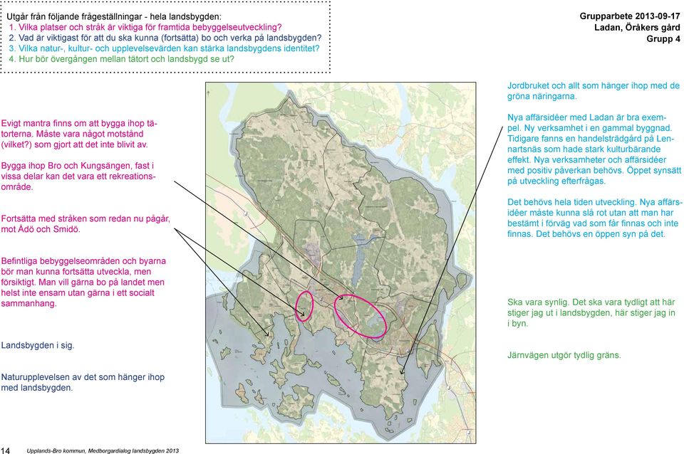 Hur bör övergången mellan tätort och landsbygd se ut? Grupparbete 2013-09-17 Grupp 4 Jordbruket och allt som hänger ihop med de gröna näringarna. Evigt mantra finns om att bygga ihop tätorterna.