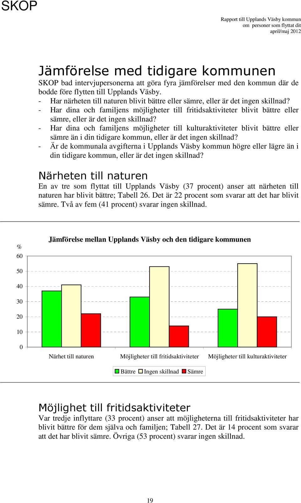 - Har dina och familjens möjligheter till kulturaktiviteter blivit bättre eller sämre än i din tidigare kommun, eller är det ingen skillnad?