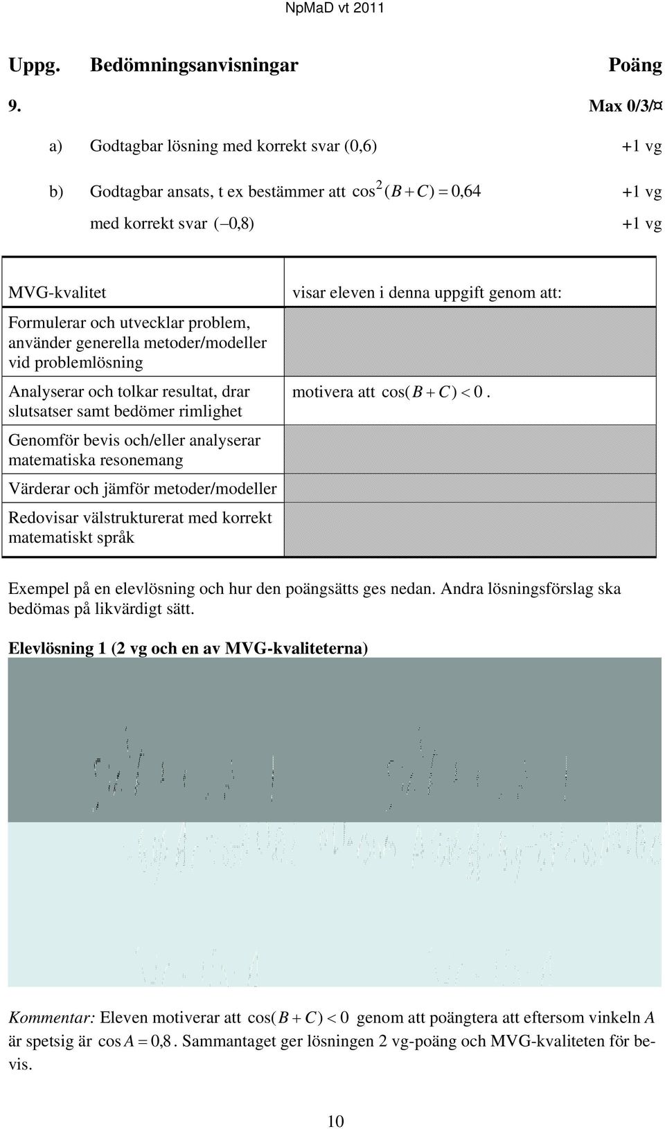 problem, använder generella metoder/modeller vid problemlösning Analyserar och tolkar resultat, drar slutsatser samt bedömer rimlighet Genomför bevis och/eller analyserar matematiska resonemang