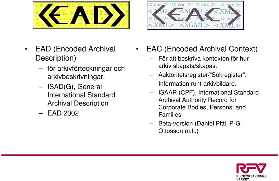 beskriva kontexten för hur arkiv skapats/skapas. Auktoritetsregister/ Sökregister. Information runt arkivbildare.