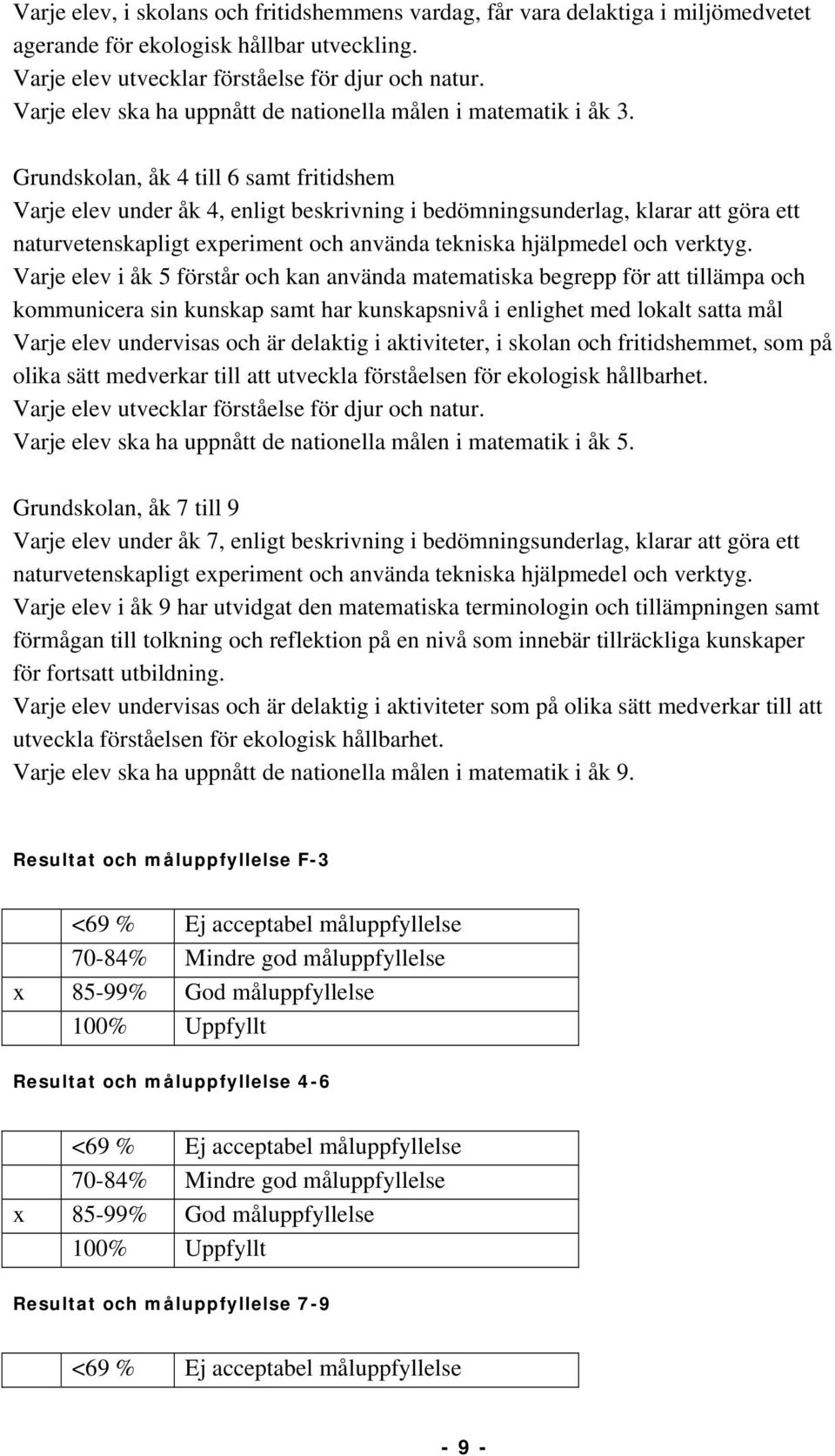 Grundskolan, åk 4 till 6 samt fritidshem Varje elev under åk 4, enligt beskrivning i bedömningsunderlag, klarar att göra ett naturvetenskapligt experiment och använda tekniska hjälpmedel och verktyg.