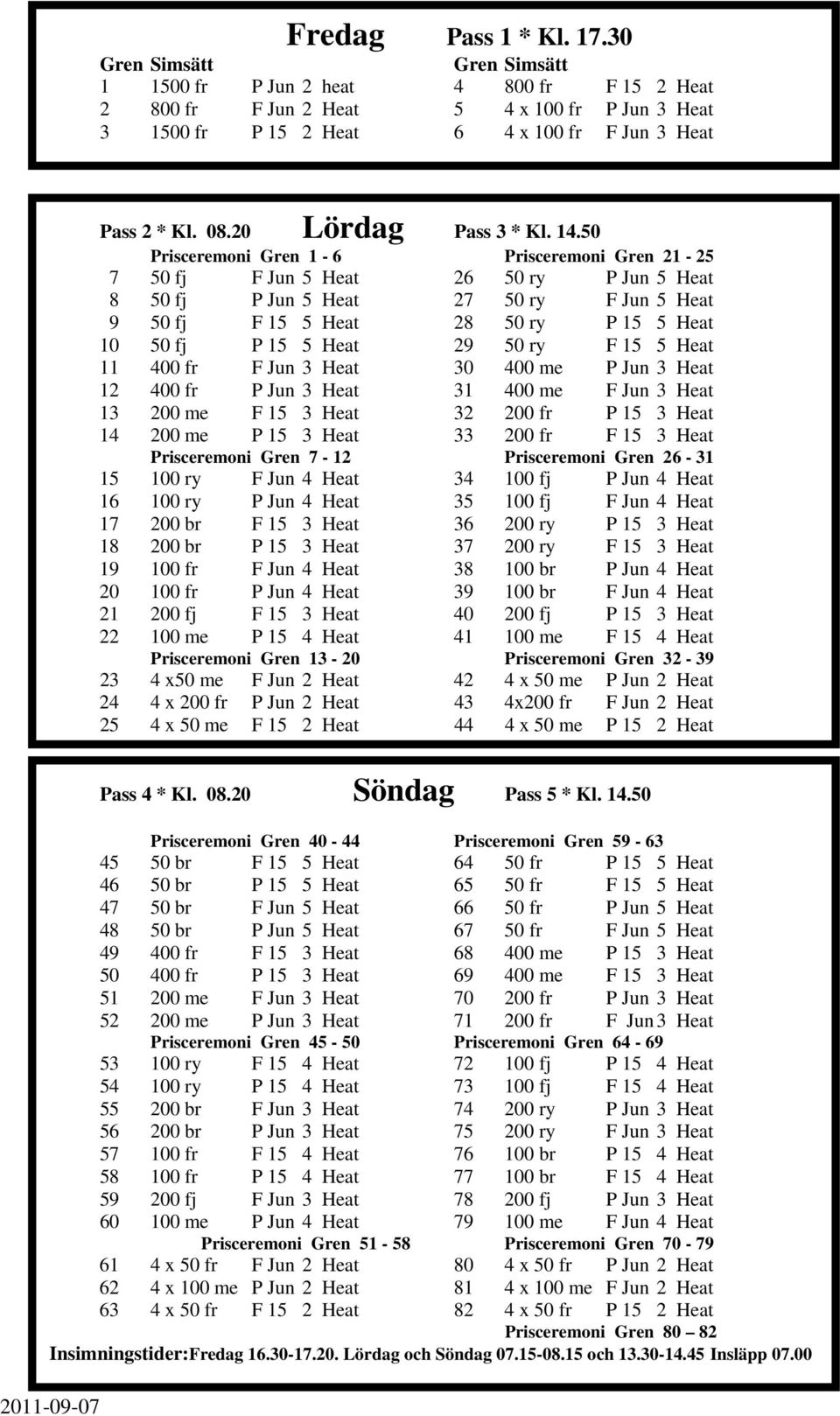 20 Lördag Pass 3 * Kl. 14.