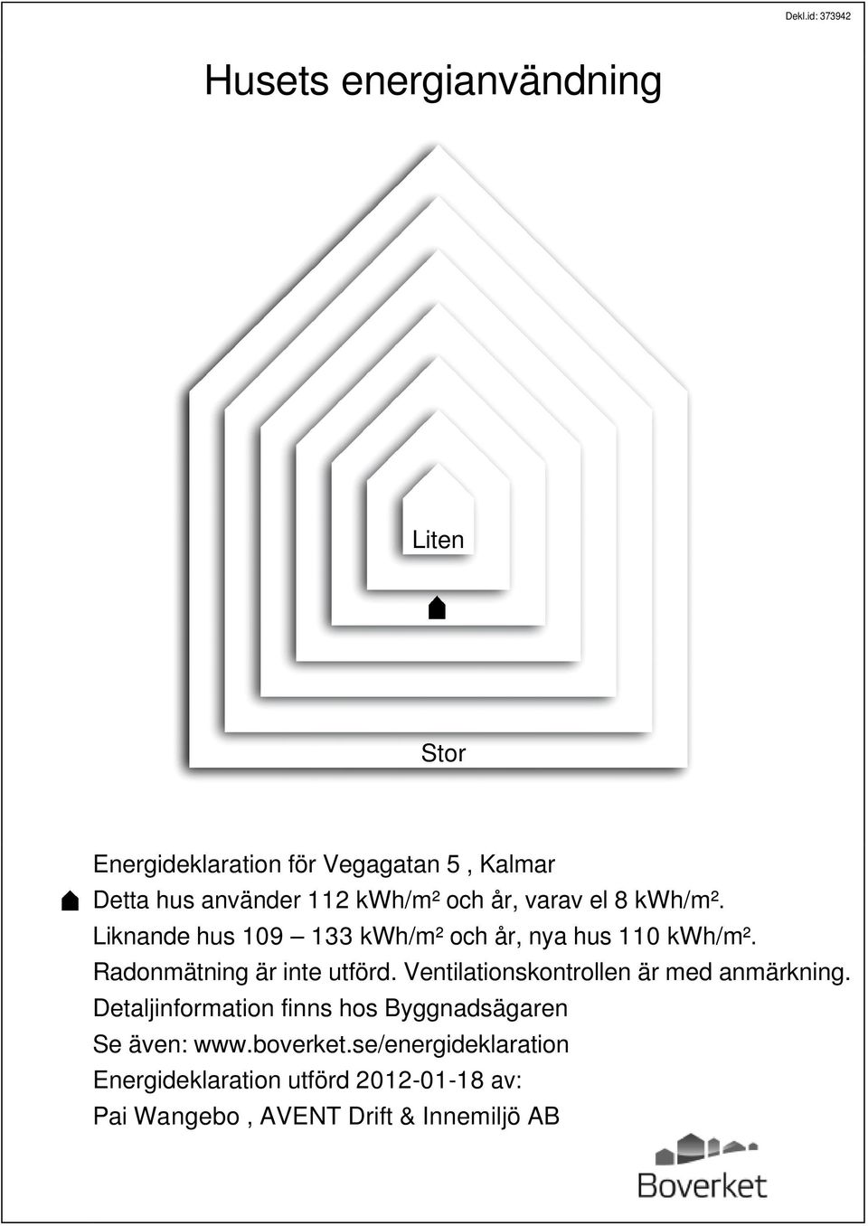 Radonmätning är inte utförd. Ventilationskontrollen är med anmärkning.