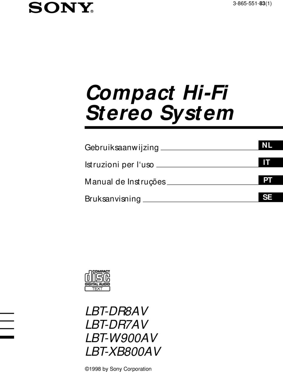 Instruções Bruksanvisning NL IT PT SE LBT-DR8AV