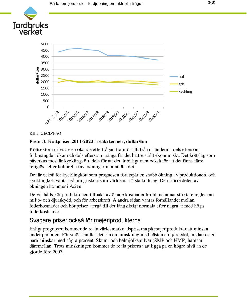 Det köttslag som påverkas mest är kycklingkött, dels för att det är billigt men också för att det finns färre religiösa eller kulturella invändningar mot att äta det.