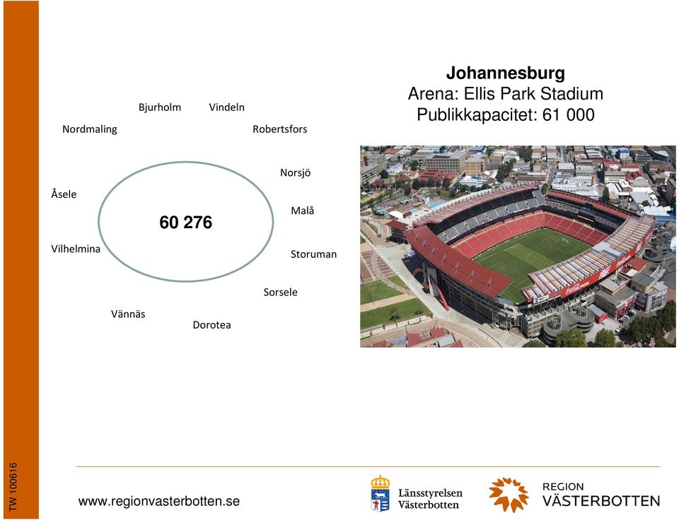 Publikkapacitet: 61 000 Norsjö Åsele