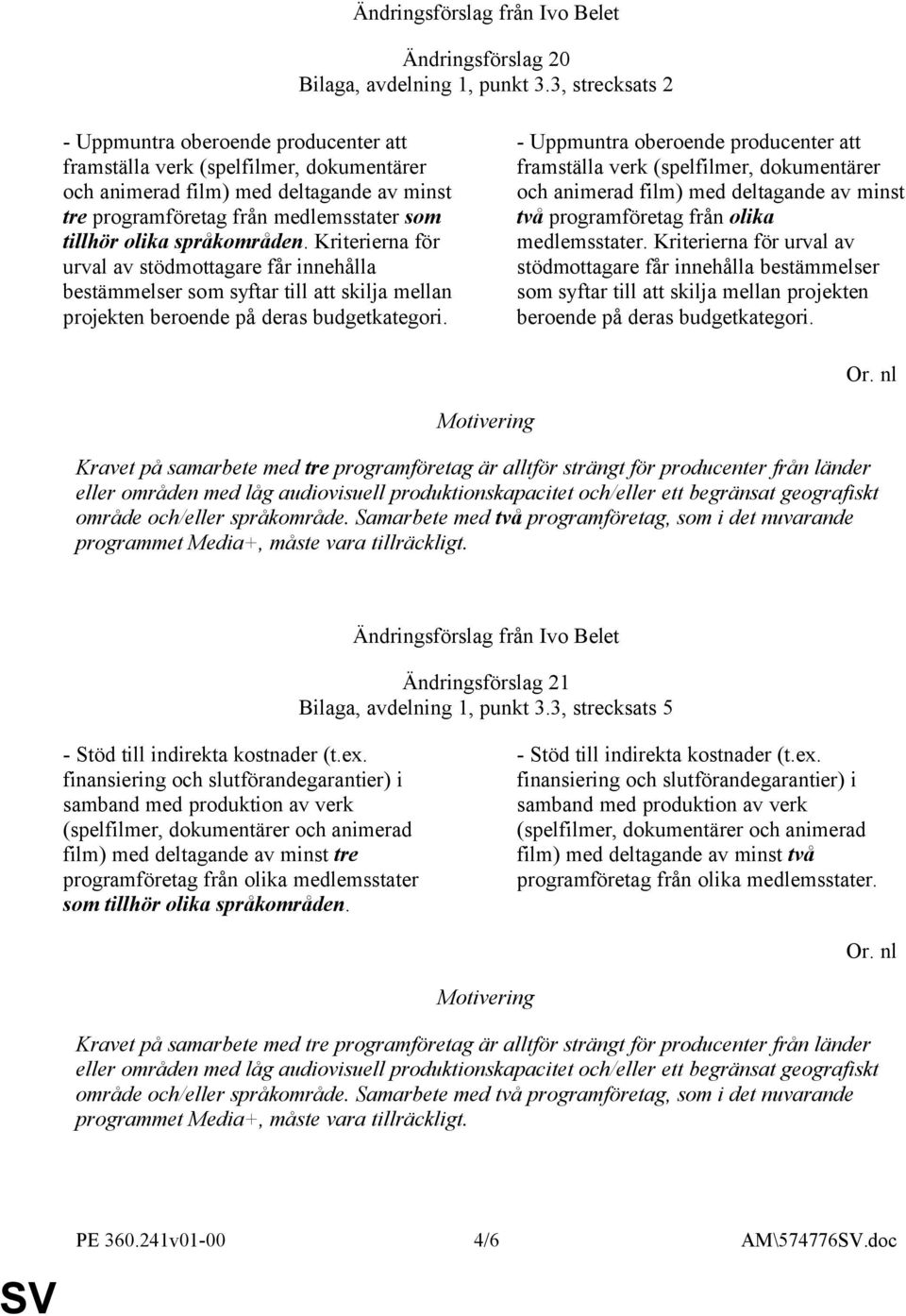 språkområden. Kriterierna för urval av stödmottagare får innehålla bestämmelser som syftar till att skilja mellan projekten beroende på deras budgetkategori.