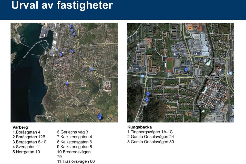 Kalkstensgatan 4 8. Kalkstensgatan 6 9. Kalkstensgatan 8 10.