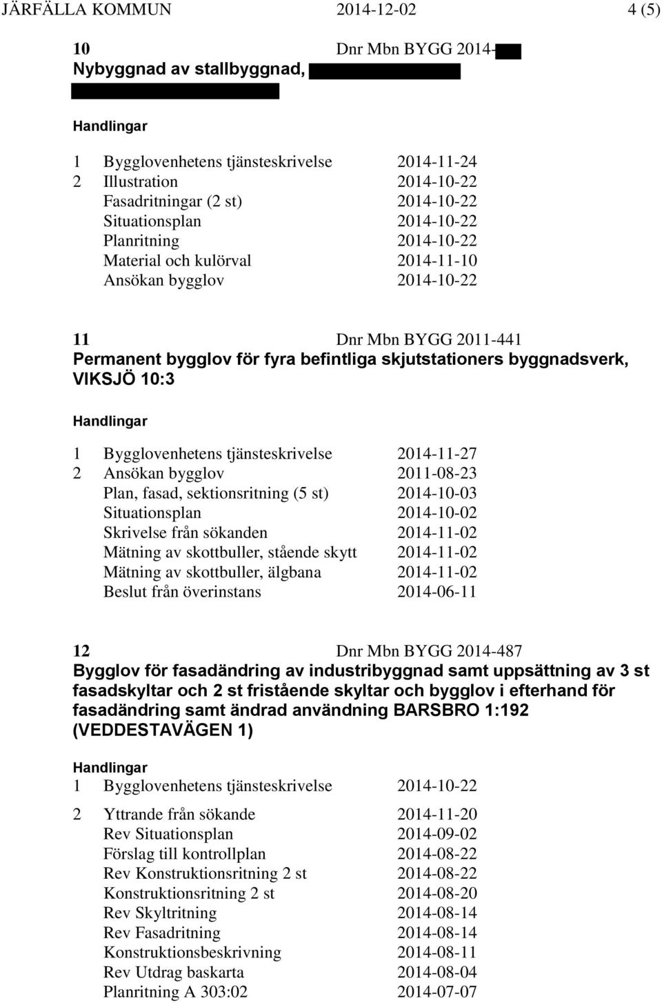 byggnadsverk, VIKSJÖ 10:3 1 Bygglovenhetens tjänsteskrivelse 2014-11-27 2 Ansökan bygglov 2011-08-23 Plan, fasad, sektionsritning (5 st) 2014-10-03 Situationsplan 2014-10-02 Skrivelse från sökanden