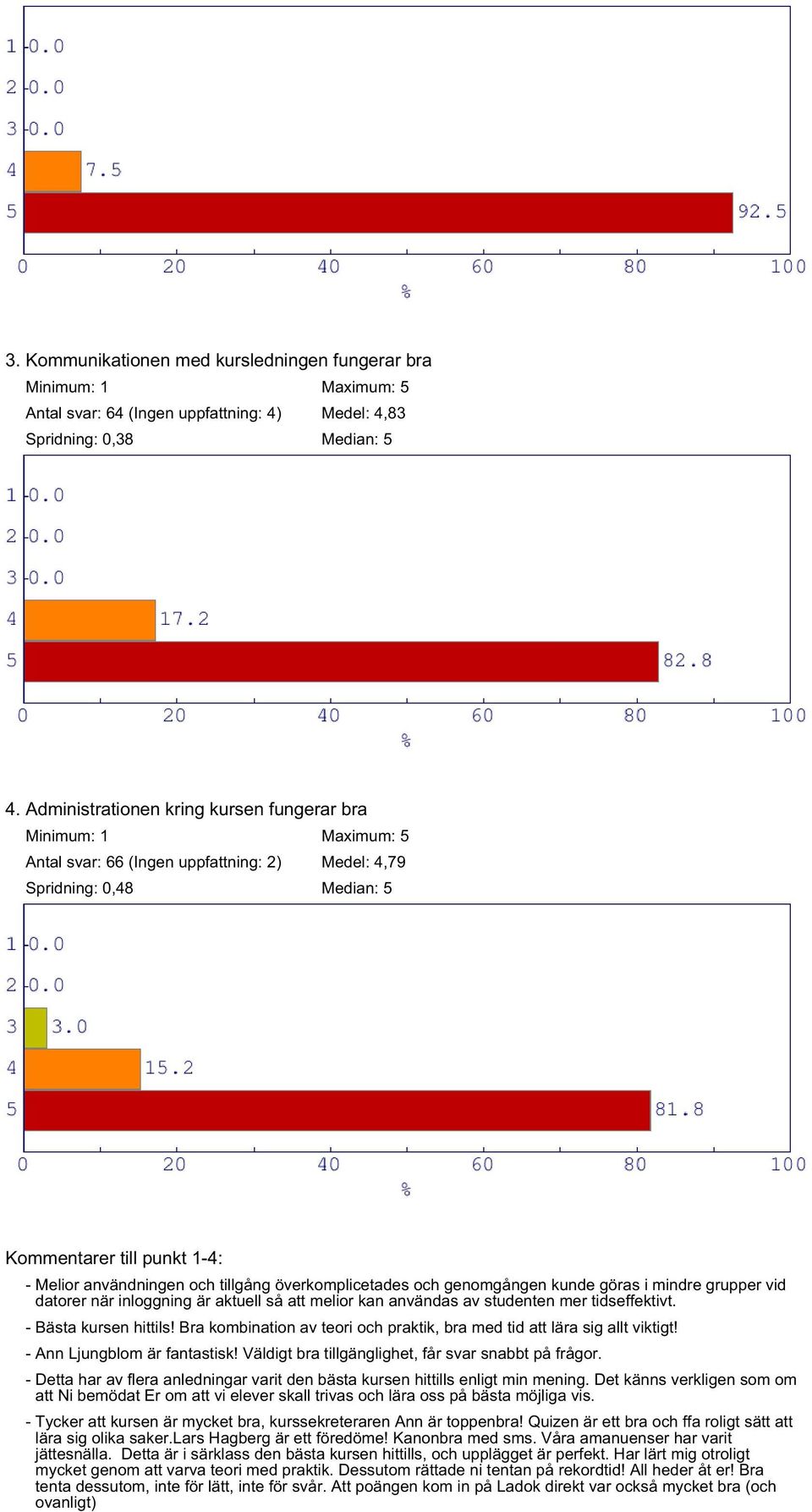 och genomgången kunde göras i mindre grupper vid datorer när inloggning är aktuell så att melior kan användas av studenten mer tidseffektivt. - Bästa kursen hittils!