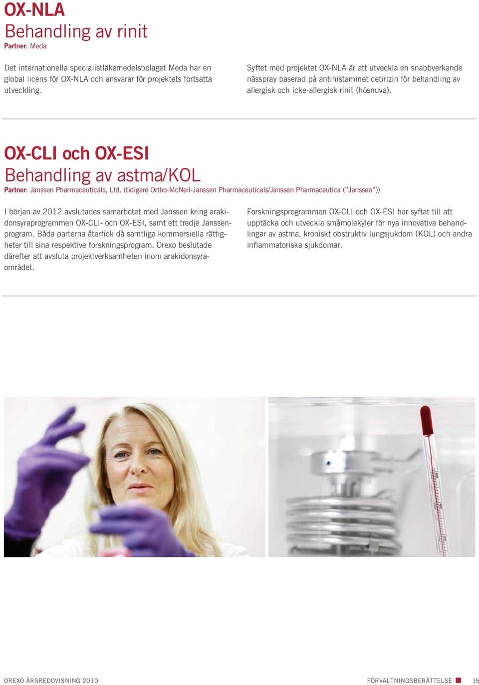 OX-CLI och OX-ESI Behandling av astma/kol Partner: Janssen Pharmaceuticals, Ltd.