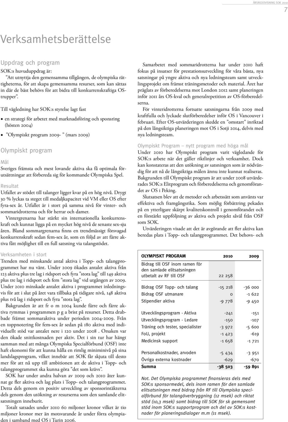 Till vägledning har SOK:s styrelse lagt fast en strategi för arbetet med marknadsföring och sponsring (hösten 2004) Olympiskt program 2009- (mars 2009) Olympiskt program Mål Sveriges främsta och mest