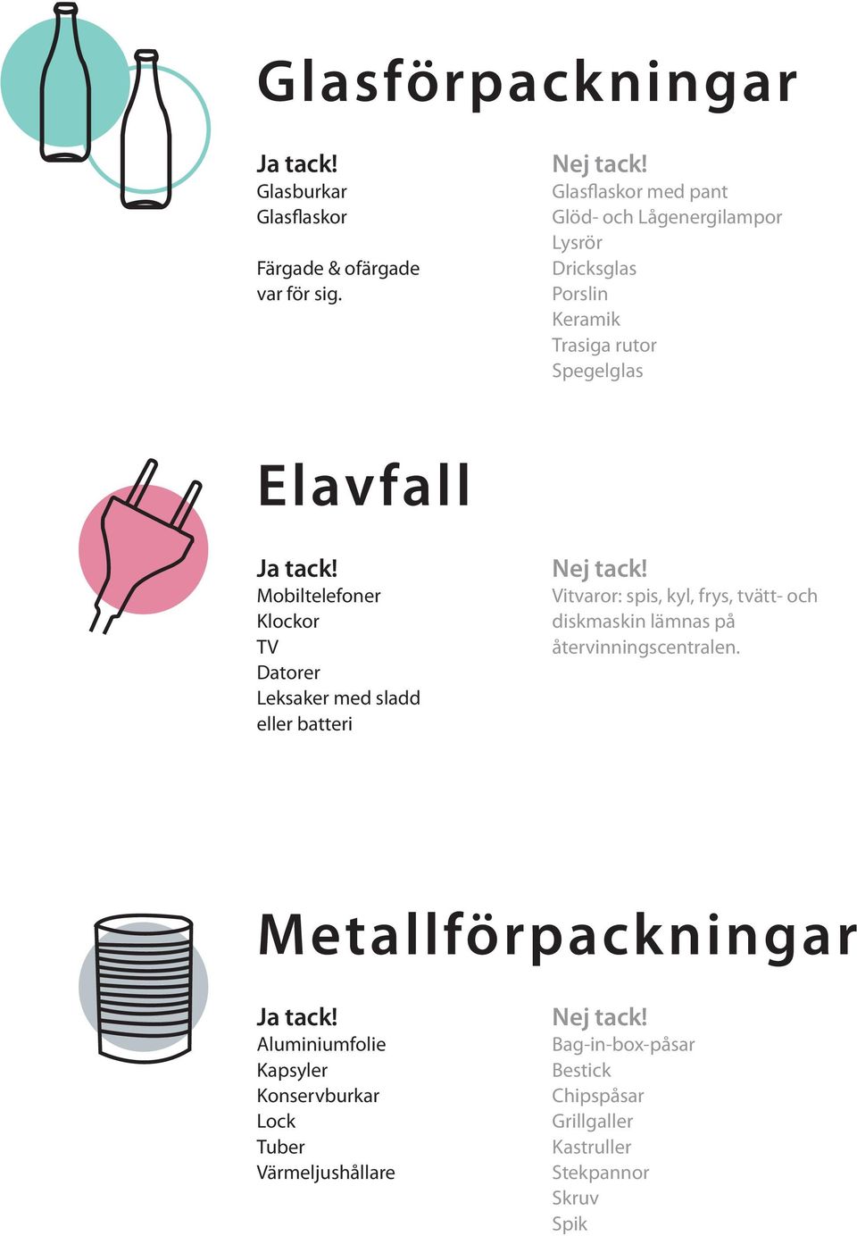 Mobiltelefoner Klockor TV Datorer Leksaker med sladd eller batteri Vitvaror: spis, kyl, frys, tvätt- och diskmaskin lämnas på